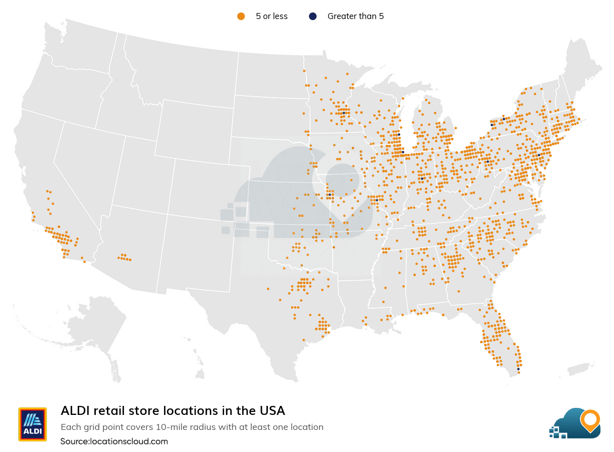 Number of ALDI Store Locations in the USA - 2024 | LocationsCloud