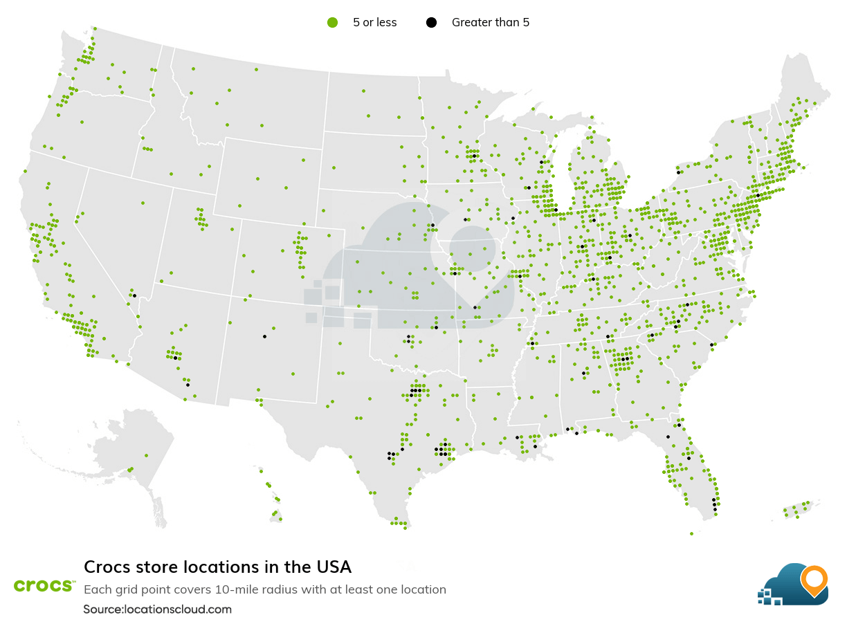 Number of Crocs Stores in the USA 2024 LocationsCloud