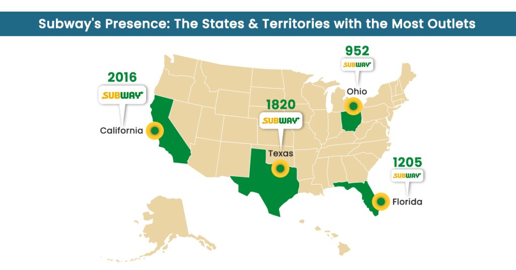 States and Territories with the Most Subway Restaurants